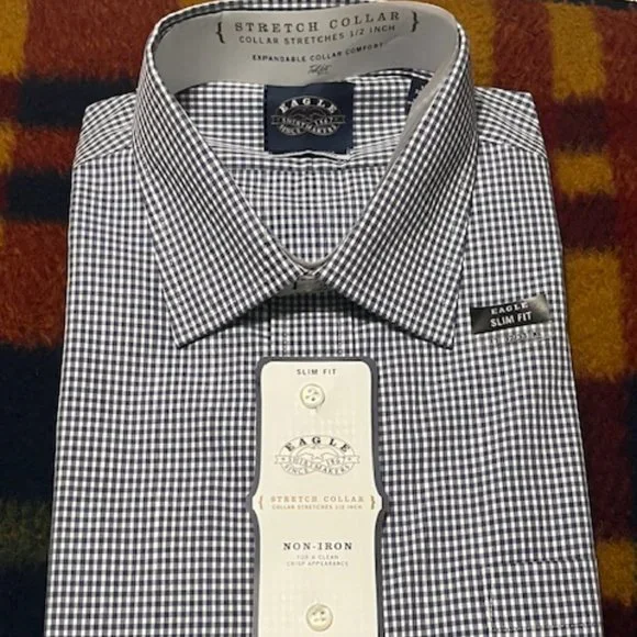 eagle men's dress shirts slim fit Men Casual Slim Short Sleeve Cotton Shirt with Eagle Print main image 1